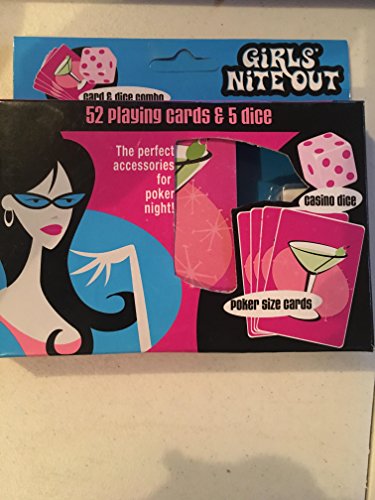 Fundex Games Girls Nite Night Out - 52 Playing Card Deck + 5 Dice Set - Poker Cards & Casino Dice