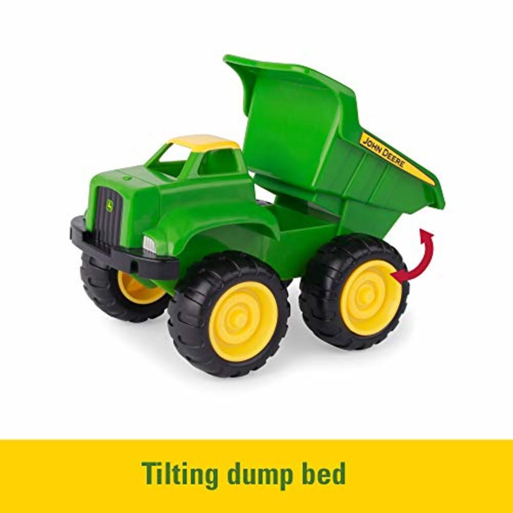 John Deere Sand Toys Dump Truck and Toy Tractor with Loader for Kids Aged 18 Months and Up, 6 Inch, Green (Pack of 2)