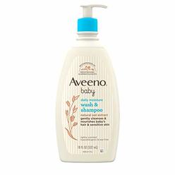 Aveeno Baby Daily Moisture Gentle Bath Wash & Shampoo with Natural Oat Extract, Hypoallergenic, Tear-Free & Paraben-Free Formula