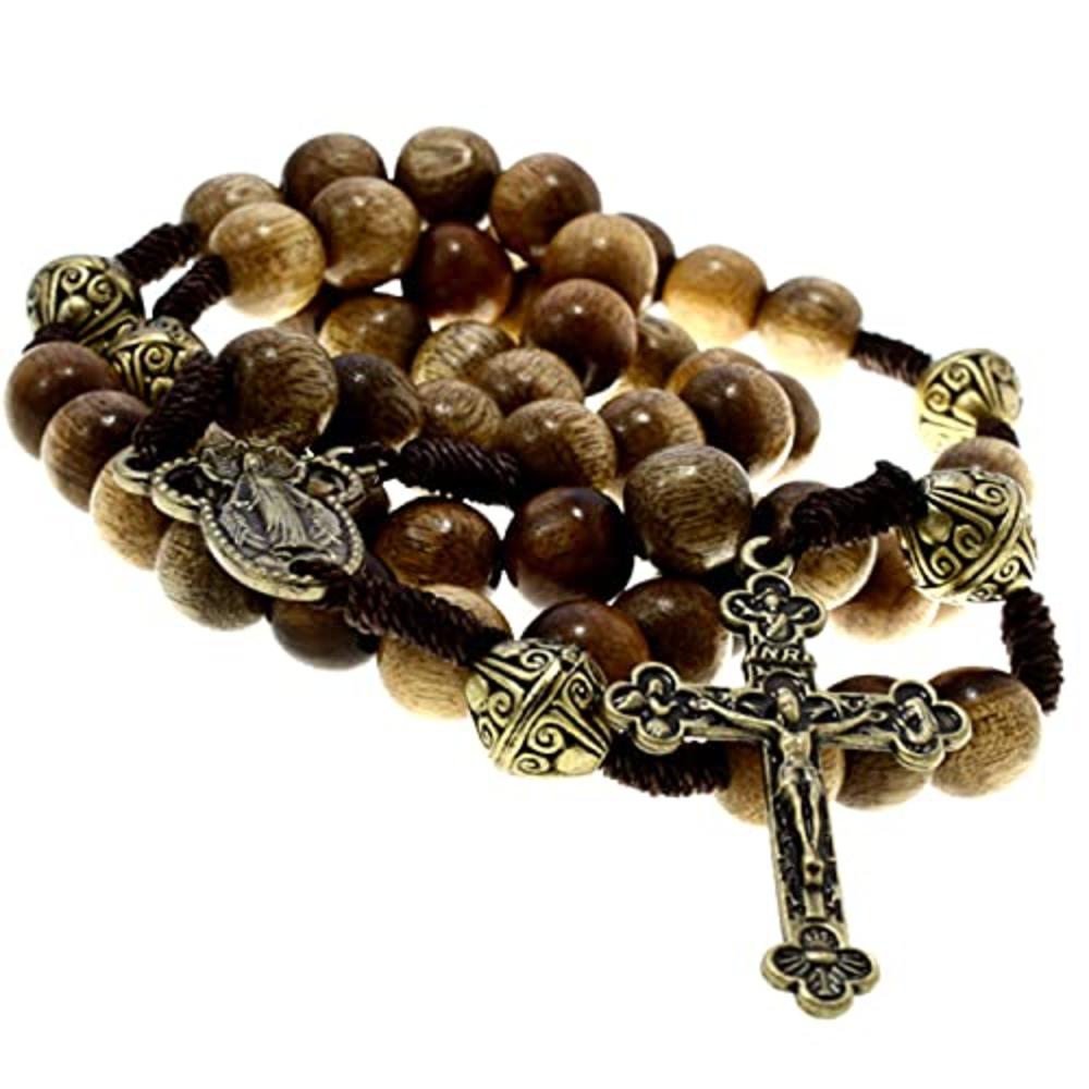 Alexander Castle Wooden Our Father Rosary Beads - Handmade wooden and metal rosaries with crucifix in a rosary pouch. These rosaries make a great
