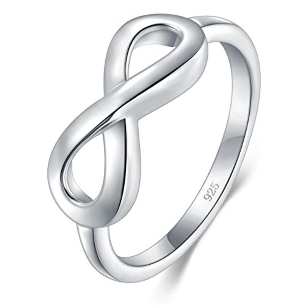 BORUO 925 Sterling Silver Ring High Polish Infinity Symbol Tarnish Resistant Comfort Fit Wedding Band Ring Size 7