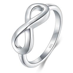 BORUO 925 Sterling Silver Ring High Polish Infinity Symbol Tarnish Resistant Comfort Fit Wedding Band Ring Size 7
