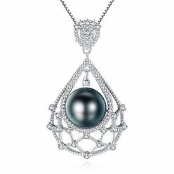 VIKI LYNN Tahitian Cultured Black Pearl Necklace 10-11mm Sterling Silver Jewelry for Women - VIKI LYNN