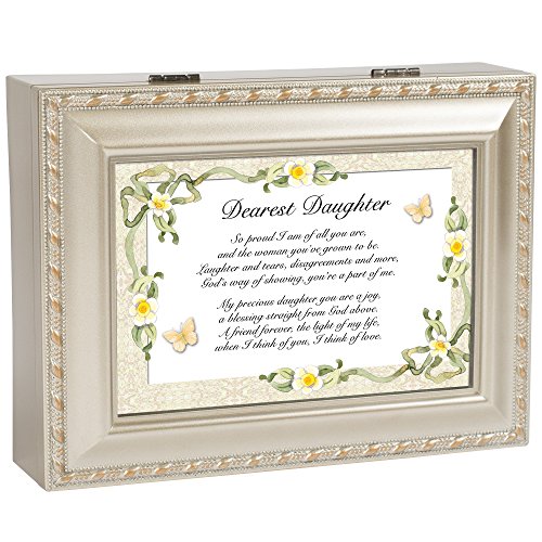 Cottage Garden Dearest Daughter Champagne Silver Rope Trim Music Box Plays You Light Up My Life