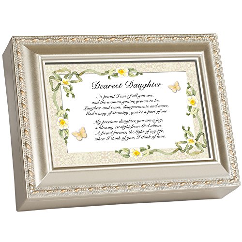 Cottage Garden Dearest Daughter Champagne Silver Music Musical Jewelry Box Plays You Light Up My Life