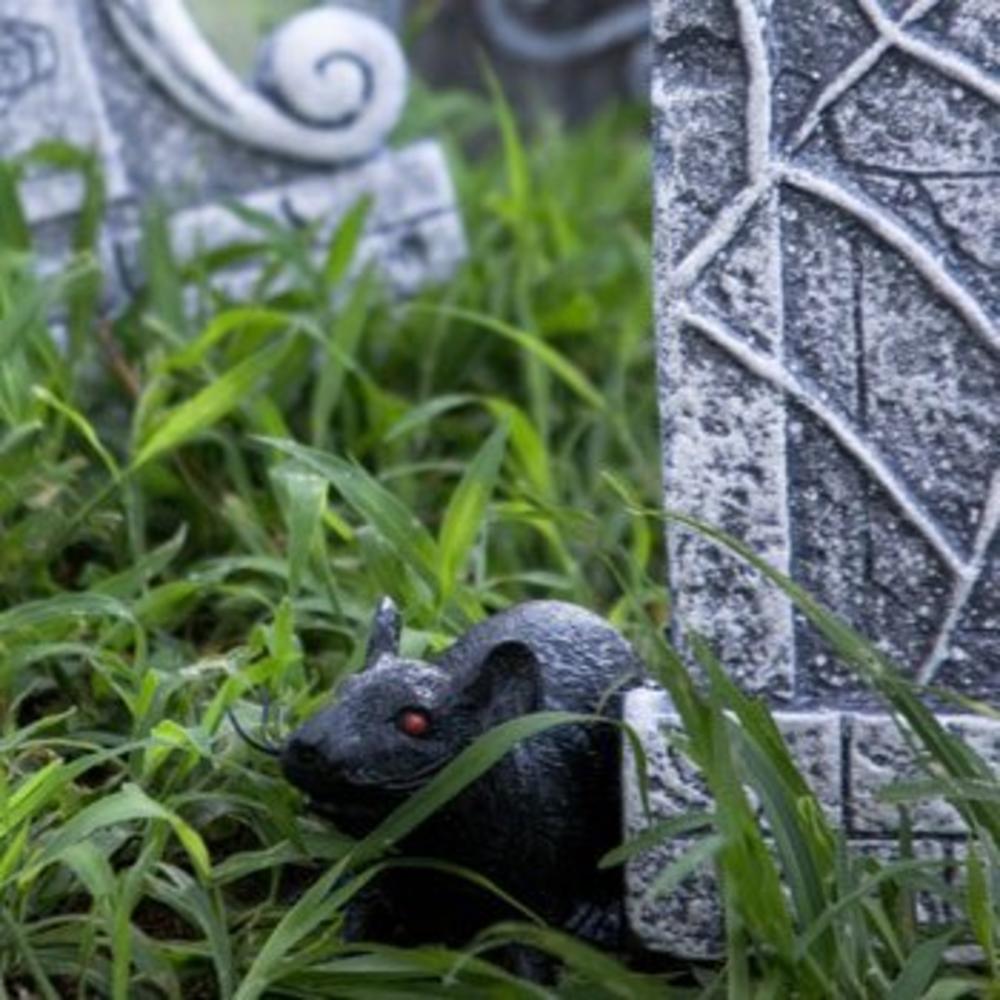 Halloween Fun Set of 4 Spooky Plastic Squeaking Rats Halloween Decorations