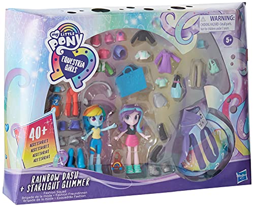 My Little Pony Equestria Girls Fashion Squad Rainbow Dash and Starlight Glimmer Mini Doll Set Toy with Over 40 Fashion Accessori