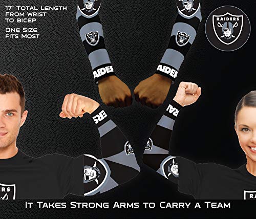 Littlearth unisex-adult NFL Oakland Raiders Strong Arms Tattoo Sleeves , Team Color, 17” wrist to bicep