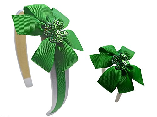 Funny Girl Designs Dolly and Me St Patricks Day Shamrock Matching Headband Set By Funny Girl Designs