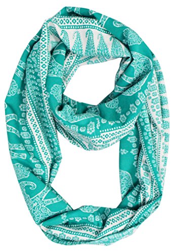 Peach Couture Tribal Paisley Floral Elephant Animal Print Infinity Loop Scarf ,green,one size
