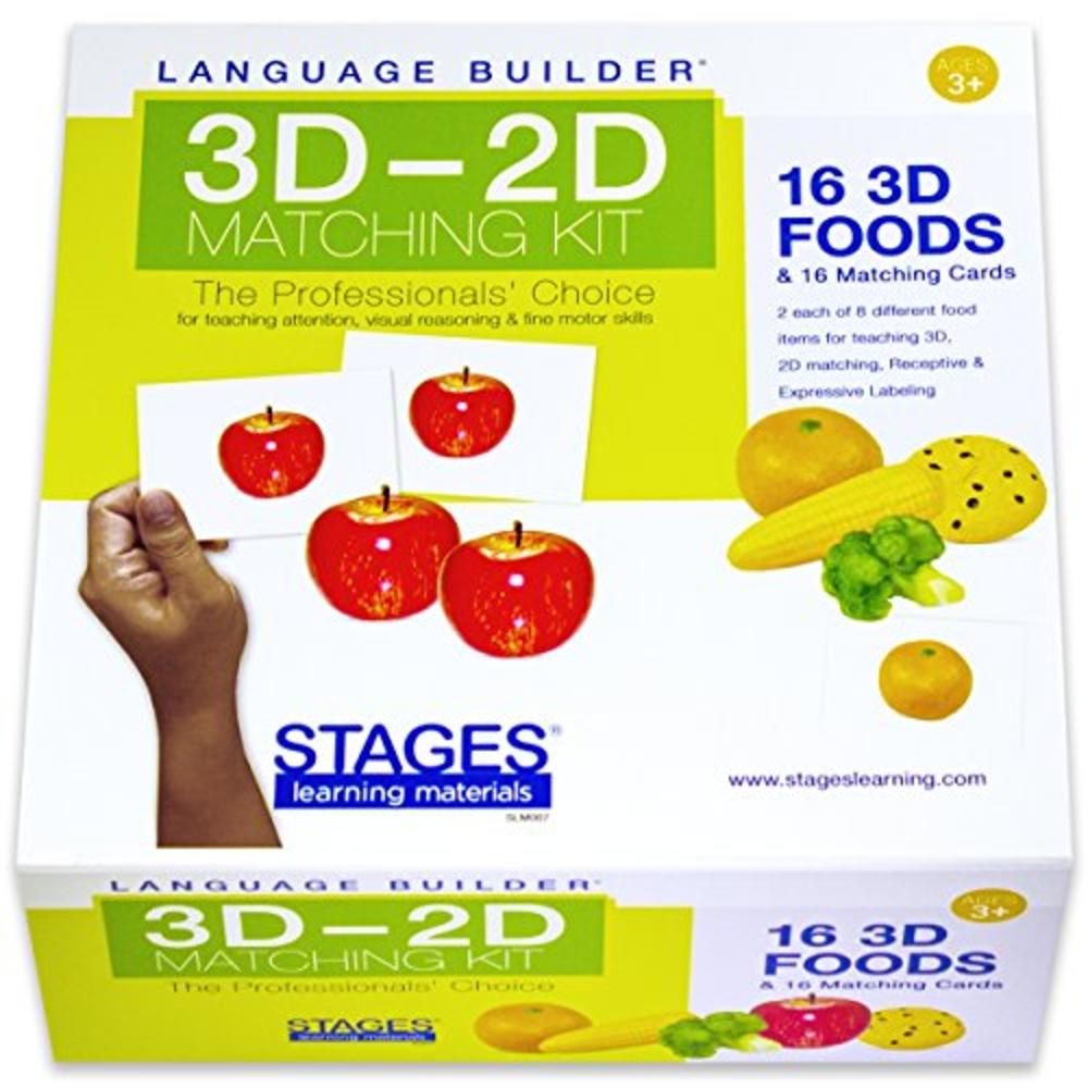 Stages Learning Language Builder 3D-2D Foods Matching Kit for Autism Education & Aba Therapy Flash Cards