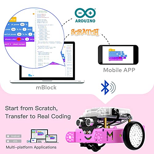 Makeblock mBot Pink Robot Kit, Robot Toys for Girls, Robotics Kit with Arduino/Scratch Coding, Remote Control, Building Toys, Ed