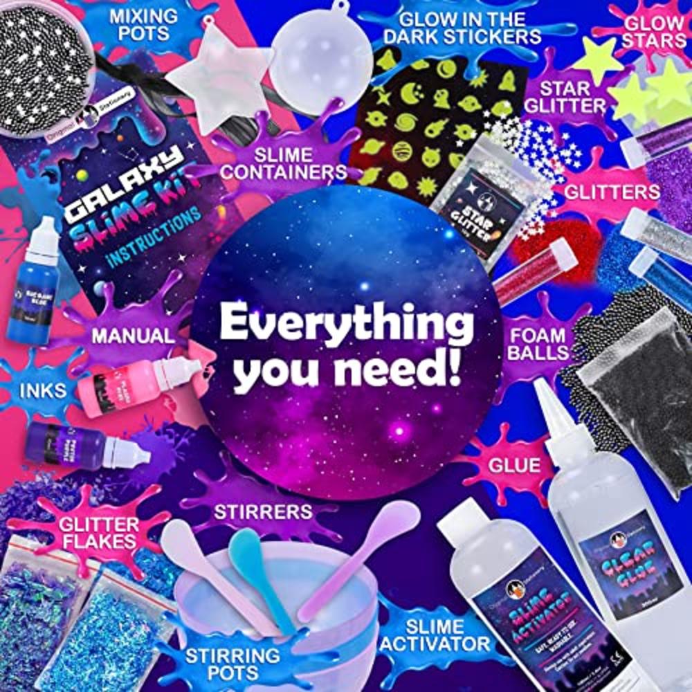 Original Stationery Galaxy Slime Making Kit with Glow in The Dark Stars to Make Glitter Galactic Slime! Slime Kits for Girls and