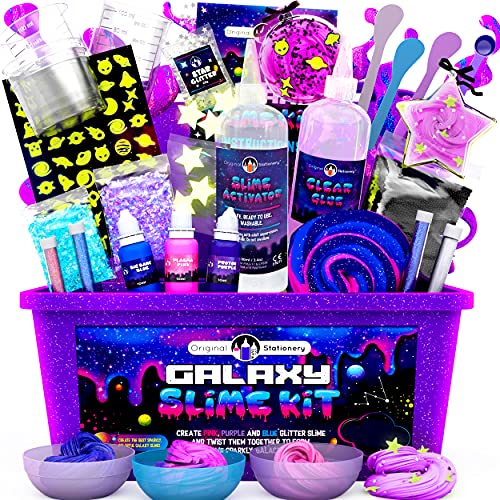 Original Stationery Galaxy Slime Making Kit with Glow in The Dark Stars to Make Glitter Galactic Slime! Slime Kits for Girls and