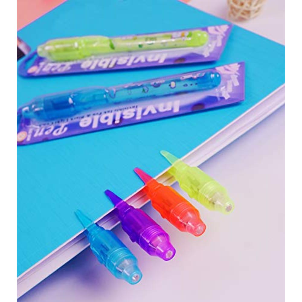 VOVRU Invisible Ink Pen 24Pcs Spy Pen with UV Light Magic Marker Kid Pens for Secret Message and Birthday Party,Writing Secret Message