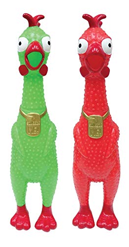 Animolds Squeeze Me Rubber Chicken Toy | Screaming Rubber Chickens for Kids | Novelty Squeaky Toy Chicken Regular Color 2-Pack (