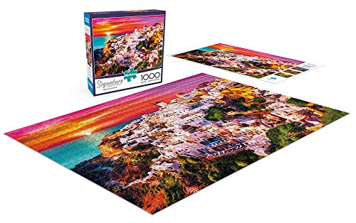 Buffalo Games & Puzzles Buffalo Games - Signature Collection - Dreamy Santorini - 1000 Piece Jigsaw Puzzle Orange,white,brown,green, 26.75"L X 19.75"W