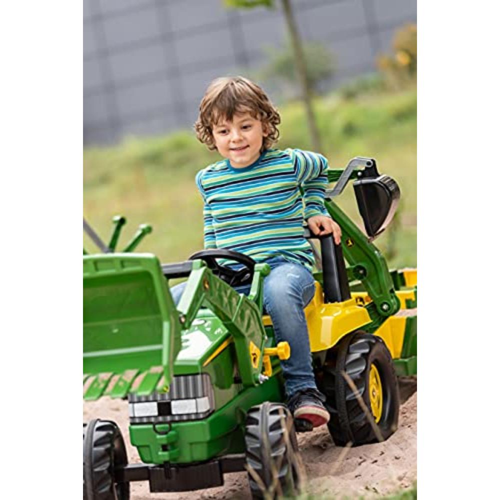 rolly toys John Deere Pedal Tractor with Working Loader and Backhoe Digger, Youth Ages 3+