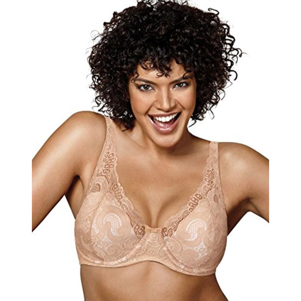 Playtex Womens Love My Curves Thin Foam W/Lace Underwire, Caffe Blue Lait/Ivory Pearl, 36D