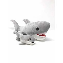 Funstuff Soft Plush Shark with Pouch and Mini Pup, 16 Inches