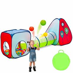 Kiddey 3pc Kids Play Tent Crawl Tunnel and Ball Pit Set - Durable Pop Up Playhouse Tent for Boys, Girls, Babies, Toddlers &