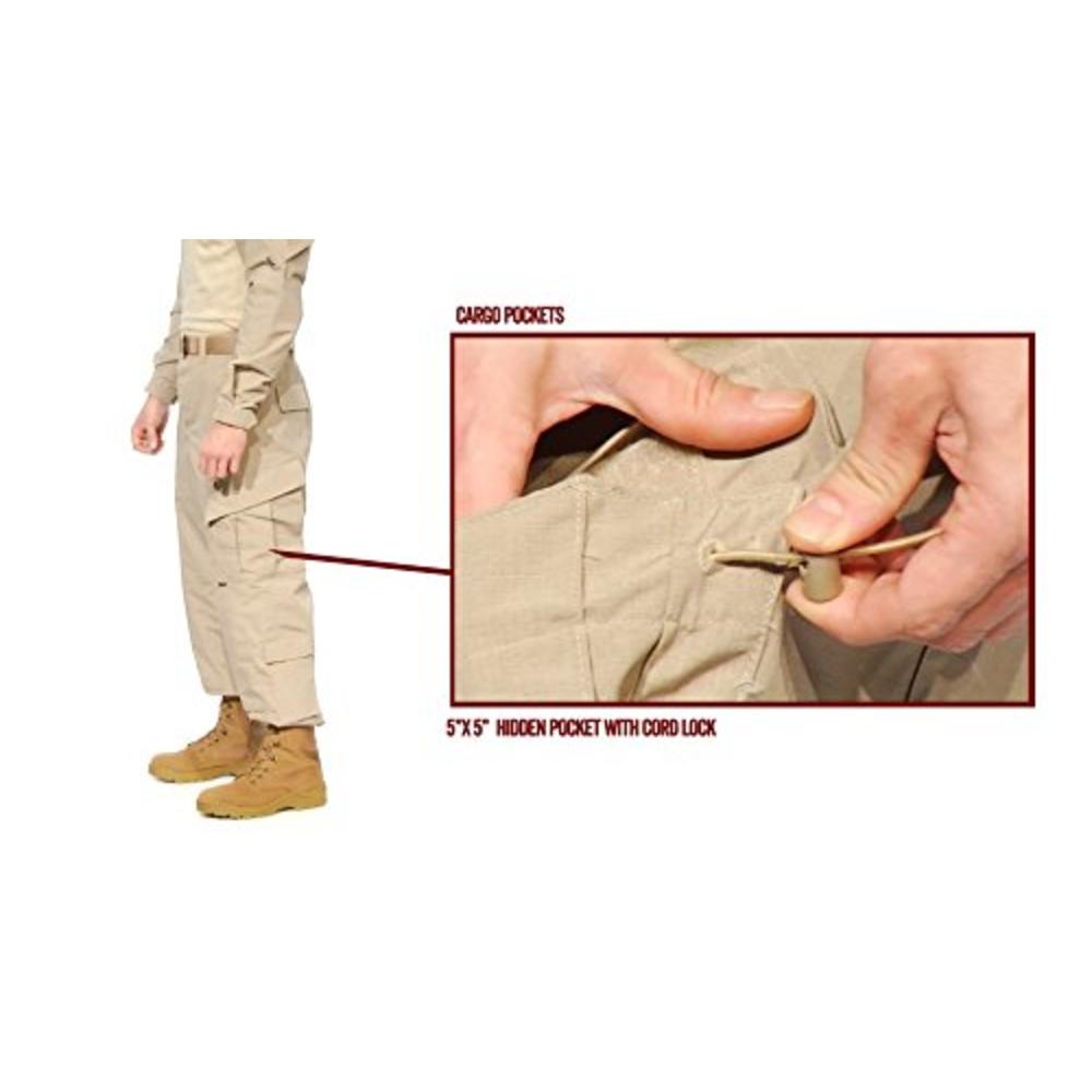 Tru-Spec Mens Tactical Response Uniform Pant, Khaki, Small Short