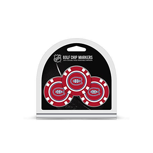 Team Golf NHL Montreal Canadiens Golf Chip Ball Markers (3 Count), Poker Chip Size with Pop Out Smaller Double-Sided Enamel Mark