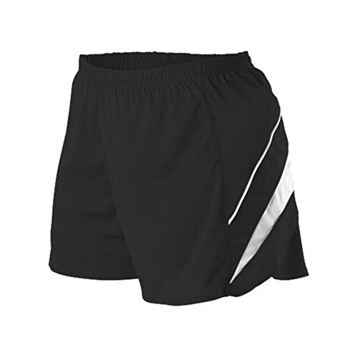 Alleson Athletic Womens Loose Fit Track Shorts, Black/White, Small