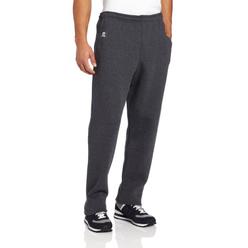 Russell Athletic Mens Dri-Power Open Bottom Sweatpants with Pockets, Black Heather, Small