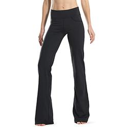 Safort 28" 30" 32" 34" Inseam Regular Tall Bootcut Yoga Pants, 4 Pockets, UPF50+, Black, XL
