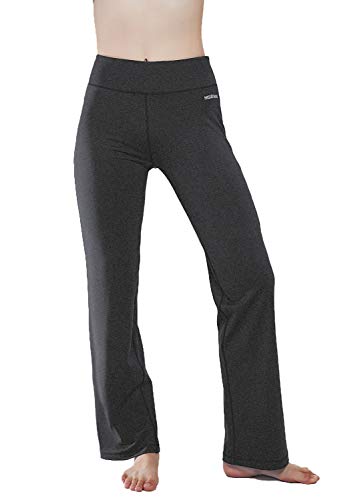 HISKYWIN Inner Pocket Yoga Pants 4 Way Stretch Tummy Control Workout  Running Pants, Long Bootleg Flare