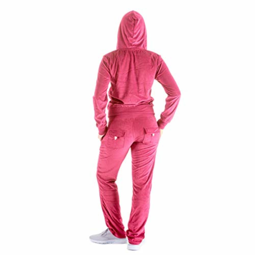 LeeHanton Women Warm Up Suits Sets Running Zip Up 2 Pieces Jogging Outfits Hoodie and Pants Velour Jumpsuit Coral XL