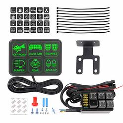 AKD Part 6 Gang Switch Panel Circuit Control Box Universal Electronic Relay System Wiring Harness On Off Button for SUV ATV UTV 