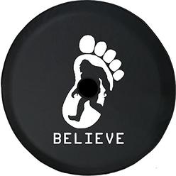 American Unlimited JL Spare Tire Cover with Backup Camera Hole Bigfoot Sasquatch Yeti Believe Size Black 33 in