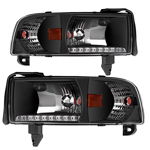 AUTOSAVER88 DRL Headlight Assembly Compatible with 94-01 Dodge Ram 1500/1994 1995 1996 1997 1998 1999 2000 2001 2002 Dodge Ram 2