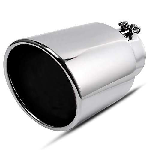 AUTOSAVER88 4 Inch Inlet Exhaust Tip, 4" Inlet 6" Outlet 12" Overall Length Stainless Steel Exhaust Tips Chrome-Plated Finish Ta