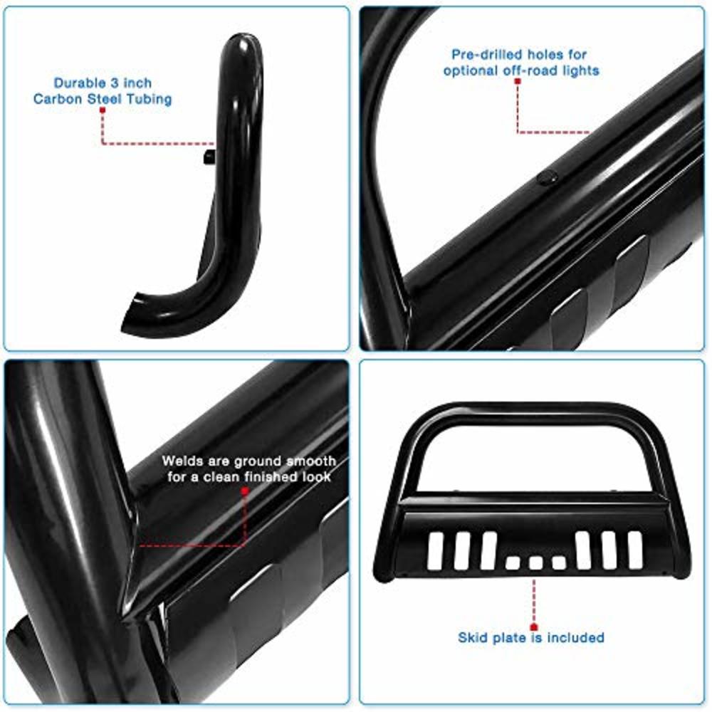 AUTOSAVER88 Bull Bar Compatible for 05-15 Toyota Tacoma 3" Tube Brush Push Grille Guard Front Bumper (Black)