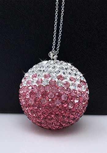 Bling Car Decor Pink Crystal Ball Car Rear View Mirror Charm, Pink Ombre Rhinestone Hanging Car Ornament, Bling Car Accessories,