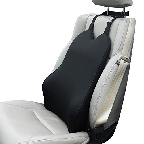 Dreamer Car Lumbar Support Pillow for Car- Memory Foam Car Seat Cushion  Back Support- Relieve Driving Fatigue - Black