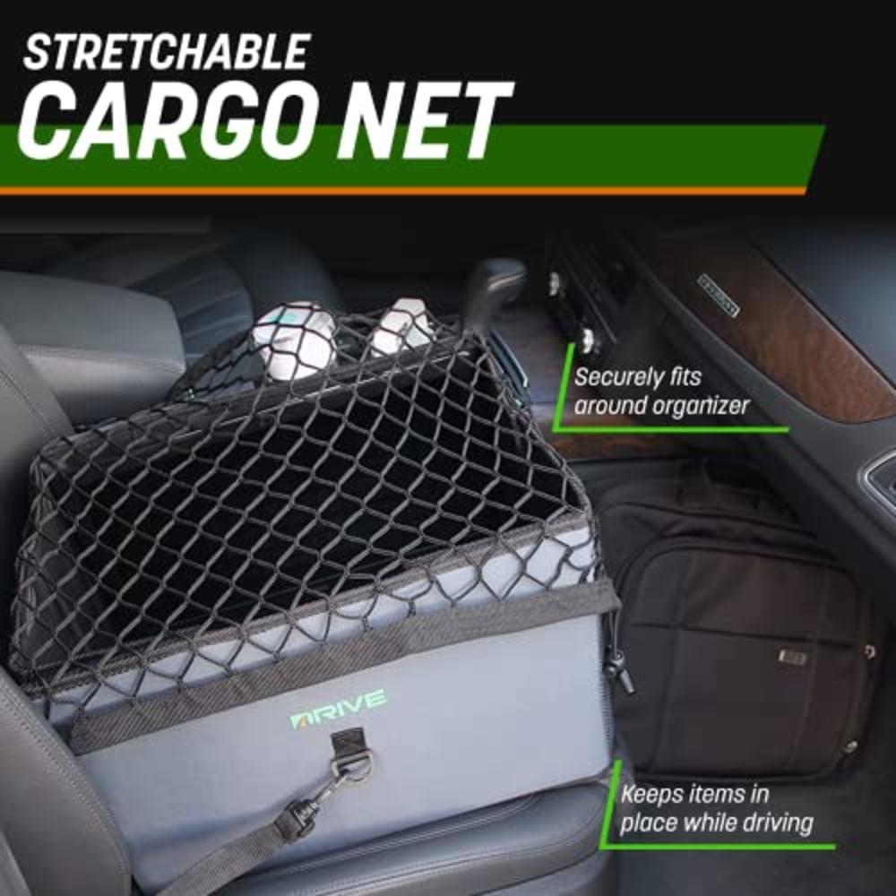 Drive Auto Products Drive Auto Trunk Organizer with Net - Collapsible Multi-Compartment Car Organizer w/ Adjustable Straps - Automotive Consoles & O