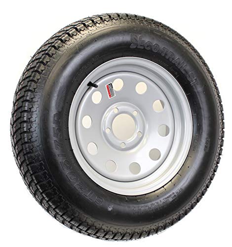 eCustomRim Trailer Tire On Rim ST205/75D14 2057514 F78-14 LRC 5 Lug Wheel Silver Modular