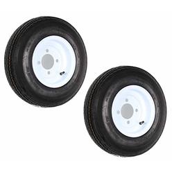 eCustomRim 2-Pk Trailer Tires On White Wheel Rims 480-8 4.80-8 4.80 x 8 LRC 4 Lug On 4 in.