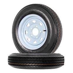 eCustomRim Two Trailer Tires On Rims 5.30-12 530-12 5.30 X 12 5 Hole Wheel White Spoke