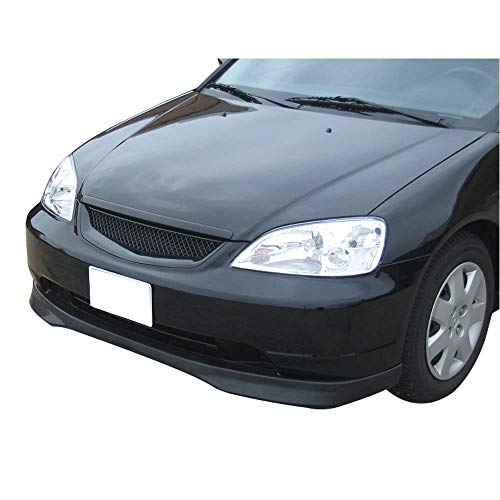 IKON MOTORSPORTS Front Bumper Lip Compatible With 2001-2003 Honda Civic 2 & 4 Door Coupe & Sedan, T-R Style PP Unpainted Black Front Lip Spoiler 