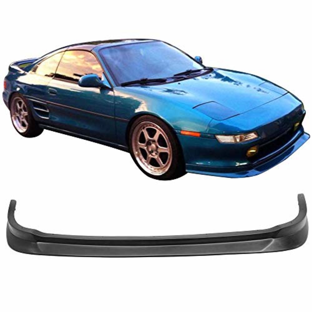 IKON MOTORSPORTS Front Bumper Lip Compatible With 1991-1999 Toyota MR2, Black PU Front Lip Finisher Under Chin Spoiler Add On by IKON MOTORSPORTS