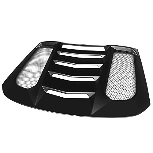 IKON MOTORSPORTS Window Louvers Compatible With 2015-2021 Ford Mustang, IKON V2 Style ABS Plastic Matte Black Rear Window Louver Visors Guards By