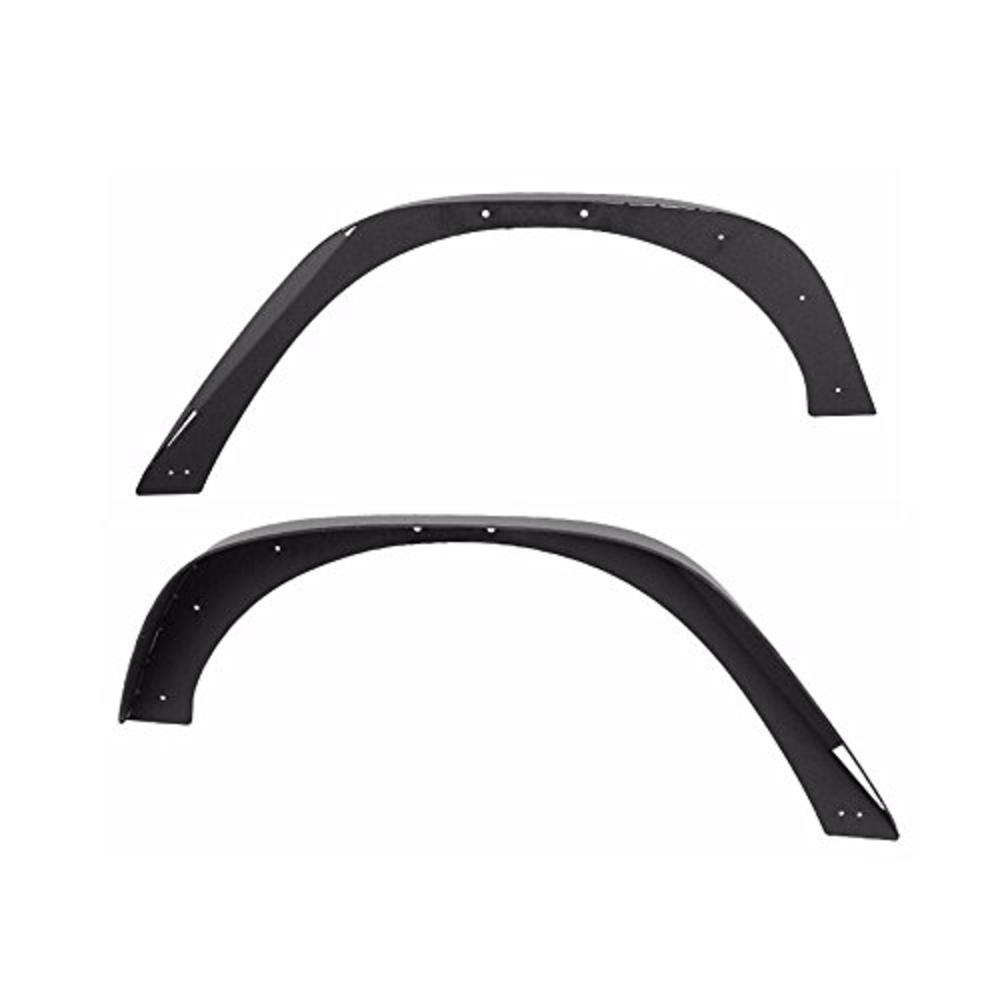 IKON MOTORSPORTS Fender Flares Compatible With 2007-2017 Jeep Wrangler Jk, Unlimited Textured Steel Flat Style Front Rear Right Left Wheel Cover 