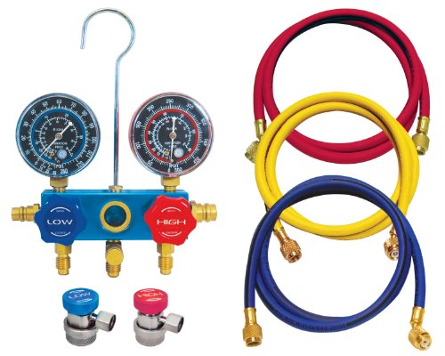 InterDynamics Certified AC Pro Car Air Conditioner Hose and Manifold Gauge Set (6 Items), for R134A Refrigerant, Reusable, 72 in