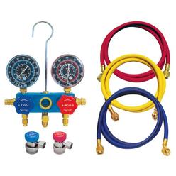 InterDynamics Certified AC Pro Car Air Conditioner Hose and Manifold Gauge Set (6 Items), for R134A Refrigerant, Reusable, 72 in