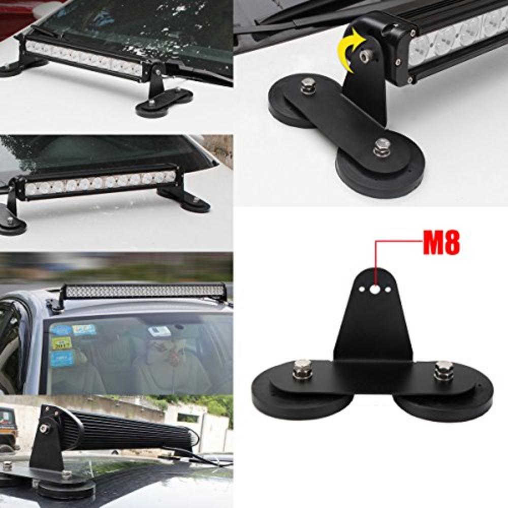 lightronic Universal-fit Ultra Strong Power Magnet Magnetic Mounting Base for LED Offroad Light Bars Side Mounting on Roof & Hood of Trucks